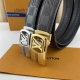 LV new top layer cowhide embossed pattern with new automatic steel buckle, black