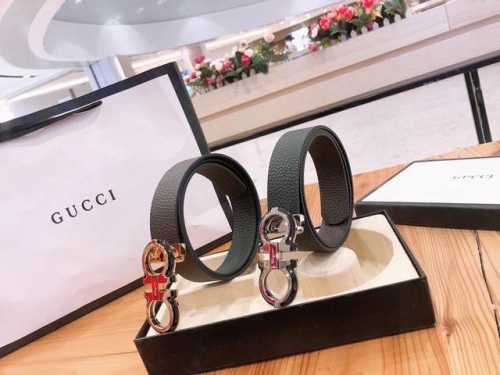 Original double-sided imported Salvatore Ferragamo calfskin belt with an origin