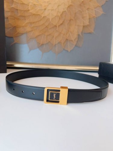 Saint Laurent women's belt, original precision electroplated square hardware, ge