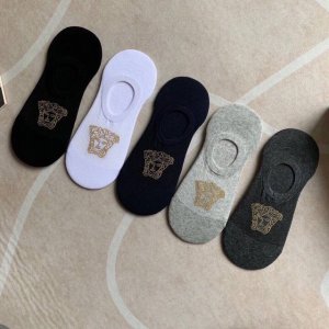 Special Versace classic men's invisible boat socks, one box of five pairs of pur