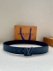 4.0 Wide Lv Taurillon Reversible Belt features two sides, one in grained Monogra