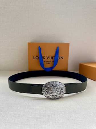 3.4 Width This Lv Heritage Double-Sided Belt Features Grain-Textured And Smooth - Click Image to Close