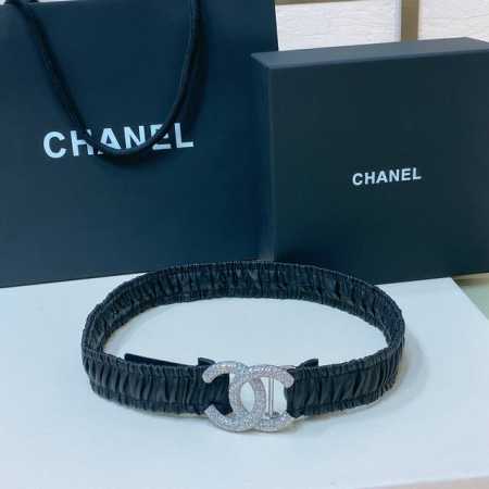 Chanel Cc rhinestone brass logo buckle, calfskin leather, silver and gold metal, - Click Image to Close