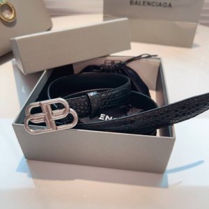 Balenciaga Crocodile Pattern New Belt Double-sided Italian Matte Calfskin with R