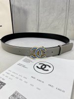 Width 3.0Cm Chanel Original Plain Cowhide Gold And Silver Diamond Steel Buckle