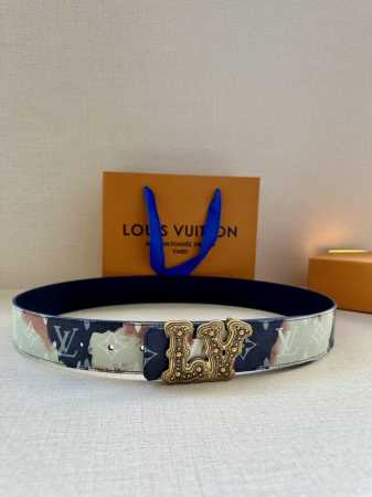 4.0 Width This Lv Initiales Double-Sided Belt From The Lv Portrait Series Interp - Click Image to Close