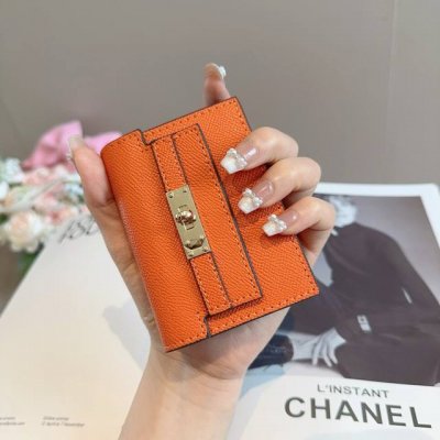 Hermes genuine leather cardholder/coin purse, top-grain cowhide, elegant accordi