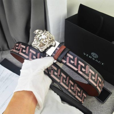 Versace, width 4.0Cm, original boutique, 3D Medusa belt buckle - Barocco print