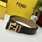 Fendi Official Store Same Style Double-Ring Reversible Belt With Ff Snap Buckle