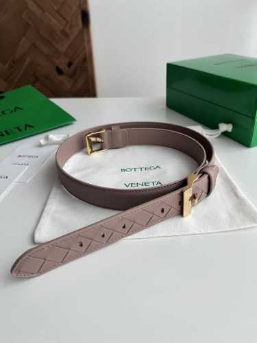 -Bv 2025 new women's woven plain stitching combination belt Italian calfskin wit