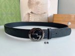 Gucci men's first layer cowhide embossed metal rotating buckle belt 3.5cm, a mus