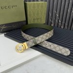 Gucci 627055 Kaaad 9846 Beige Supreme PVC monogrammed leather with a grassy gree