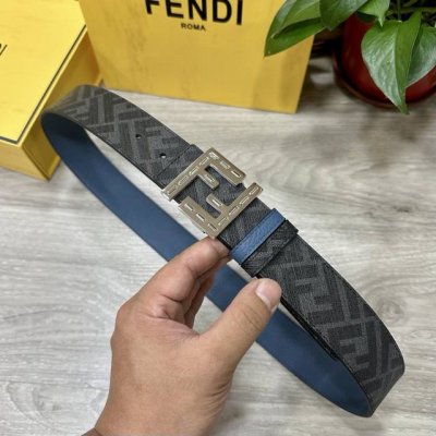 Fendi Authentic Store-Quality Belt, 4.0 Cm Wide, Double-Ring Reversible, Ff Snap