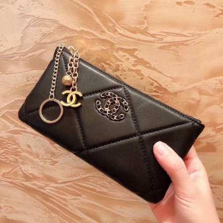 Color Black Size 18X12X6066T# Chanel imported sheepskin coin purse mobile phone - Click Image to Close
