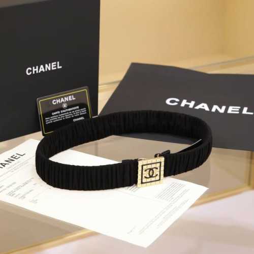 Chanel Cc square resin white and black logo square brass logo buckle calfskin si