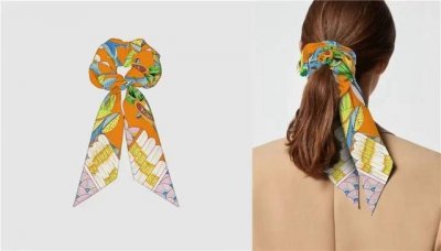 Hermes "Tree Song" hair band, headband dual-purpose Twilly small scarf Twilly s