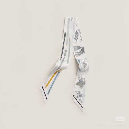 1940666FFF #Hermes "You Write and Freedom Square" Twilly small silk scarf. Twill - Click Image to Close