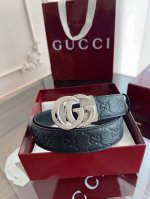 Gucci automatic smooth buckle belt, crafted from stainless steel, 35mm wide, dou