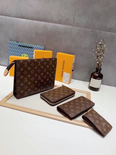 Zipper bag long fold short fold color old flower Lv old flower men's suit classi