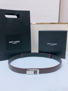 Sa Int Laurent Saint Laurent Women's Belt, Genuine Gold-Plated Buckle, Italian L