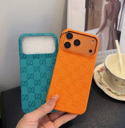 Starry Orange Series Gucci Embossed iPhone Case Official Original Leather Materi
