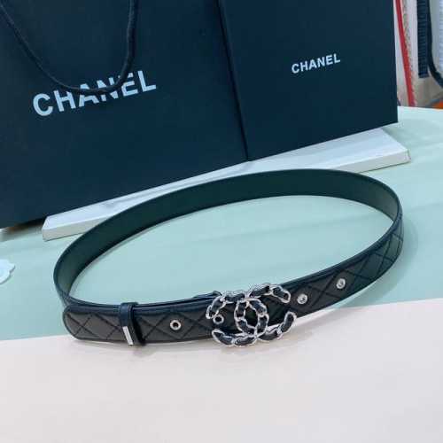C Chanel Logo Leather Strap Color-Matched Cc Buckle, Brass Gold-Tone Metal, 3.0C