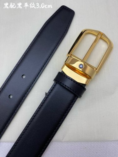 Montblanc 3.0cm wide leather belt, made of imported cowhide, with a high-quality