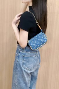 with crossbody long chain New Louis Vuitton Lv mini denim mahjong bag mobile ph