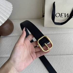 Loewe new soft grain leather belt, round buckle, 3.2cm wide, five-hole adjustmen