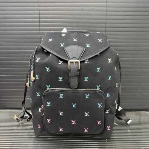 Louisvuitton Lv embroidered Montsouris colorful denim backpack. Photo taken of t