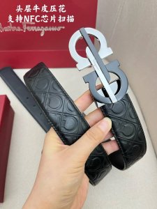 Ferragamo men's counter metal buckle, top layer cowhide double-sided outer belt