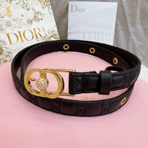 Dior Lambskin Embroidered Women's Fashion Belt, 2cm Smooth Buckle with Rhineston