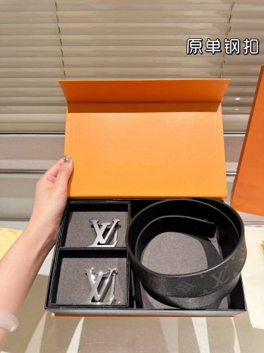 Double-headed steel buckle High version! LV leather belt ~ The most popular vers
