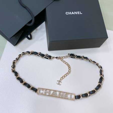 Chanel Openwork Rhinestone CHANEL Gold Metal Brass Logo Waist Chain, Heavy-duty - Click Image to Close
