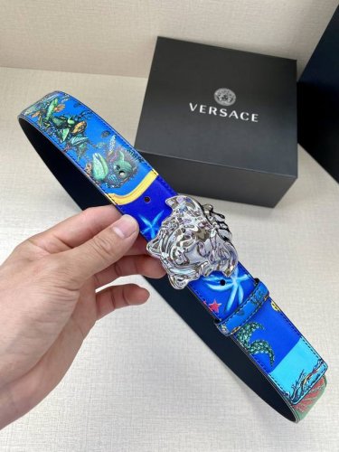 Width 3.8 Cm Versace: Crafted From Soft Calf Leather, This Reversible Belt Featu