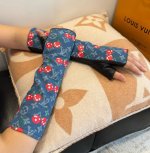 2025Lv New Arrival Long Cherry Denim Gloves with Sheepskin Lining. Stylish glove