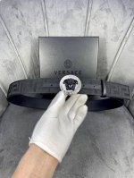 Width: 4.0 Cm Versace This Canvas Belt With A Leather Base Features The Iconic V