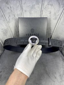 Width: 4.0 Cm Versace This Canvas Belt With A Leather Base Features The Iconic V