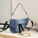 The latest denim, shipping large Dior Saddle with monogram spaghetti strap and p