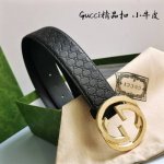 Gucci Genuine Imported Embossed Leather, Premium Steel Buckle, Width 4.0 Cm, Cla