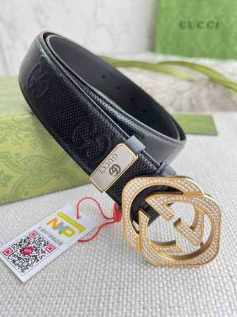 Product Name: Gucci Original Belt Model: Buckle, Pure Steel Diamond Buckle, Top - Click Image to Close