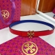 Tory Burch reversible belt, featuring the iconic double T logo with a sliding, a