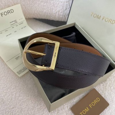 Tom Ford. New high-end double-sided calfskin, simple business men's belt, 4.0Cm