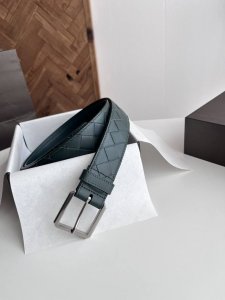 Bv New Men's Belt Handmade Large Grid Intrecciato Piccolo Woven Italian Calfskin