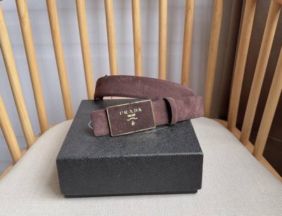 Prada's latest boutique style: This soft suede leather belt features a simple y