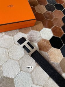 Hermes original quality classic men's belt counter Togo leather with stainless s