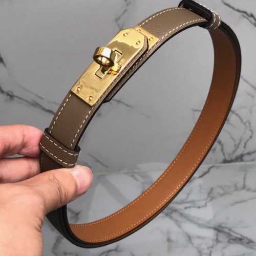 Herm S Women's Belt, Calfskin Leather With Palladium-Plated Buckle, 1.8 Cm Wide