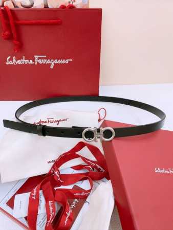 Ferragamo # Classic Gancio belt for women Smooth calfskin plain surface, full of - Click Image to Close