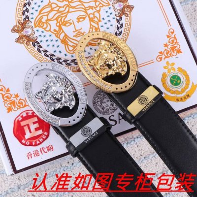 Men's Belt: Versace Authentic Single Men's Leather Belt: 100% Top-Grain Cowhide,