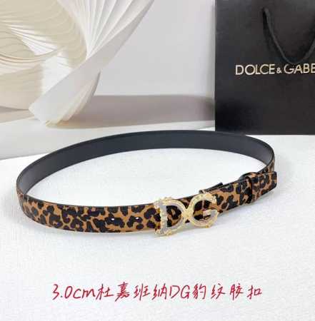 Special 3.0Cm Dolce & Gabbana D&G Belt, Leopard Print Surface And Plain Bottom, - Click Image to Close